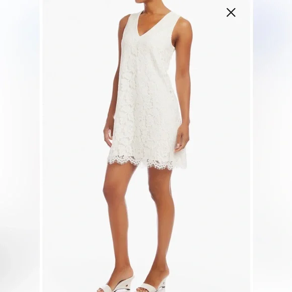 New Karen Kane Elegant Cream Lace Shift Dress - Picture 2 of 13
